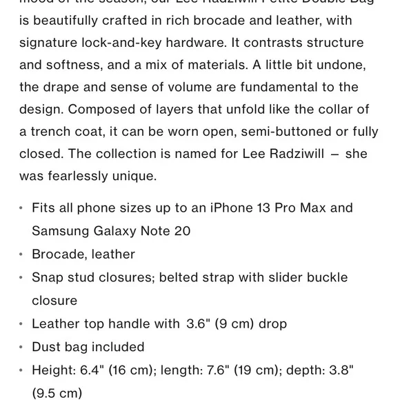 🚫SOLD🚫🌈NEW🏵Tory Burch Lee Radziwill petite double bag/satchel bag/crossbody - Picture 15 of 16